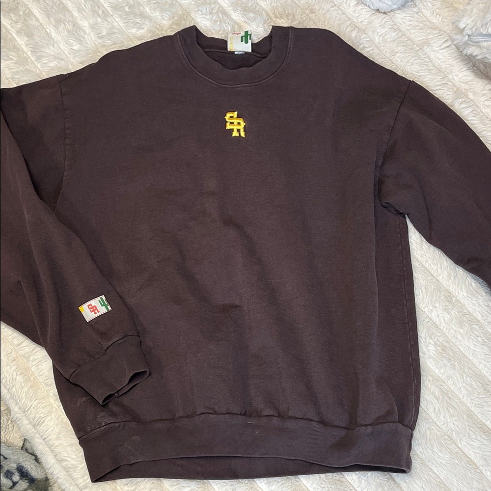 Lange Brown Crewneck Sweatshirt with Yellow Logo